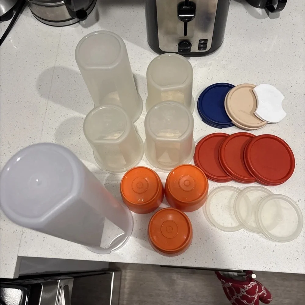 Tupperware Modular Mates Circular With Lids, Spaghetti, Snack cup Bundle Set